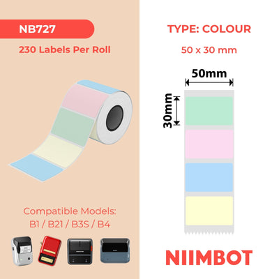 NIIMBOT - B Range - 50x30mm - Colors In Roll - 230 Labels