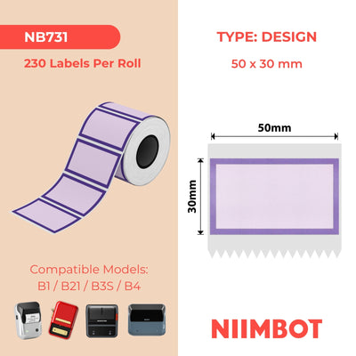NIIMBOT - B Range - 50x30mm - Purple Border - 230 Labels
