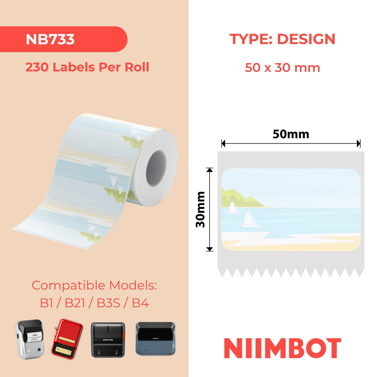NIIMBOT - B Range - 50x30mm - Summerscene - 230 Labels