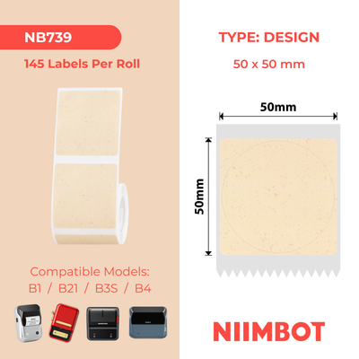 NB739 - NIIMBOT - B1 / B21 / B3S / B4 - 50X50MM - 145 KRAFT LABELS