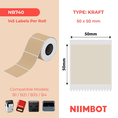 NIIMBOT - B Range - 50x50mm - Kraft - 145 Labels
