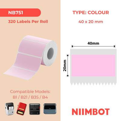 NIIMBOT - Serie B - 40x20mm - Rosa - 320 etichette