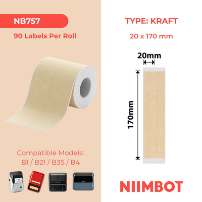 NIIMBOT - B Range - 20x170mm/2L - Kraft File - 90 Labels
