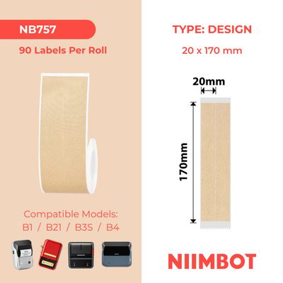 NB757 - NIIMBOT - B1 / B21 / B3S / B4 - 20X170MM / 2LINES - 90 KRAFT FILE LABELS