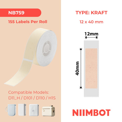 NIIMBOT-Gamme D-12 x 40 mm-Kraft-155 étiquettes