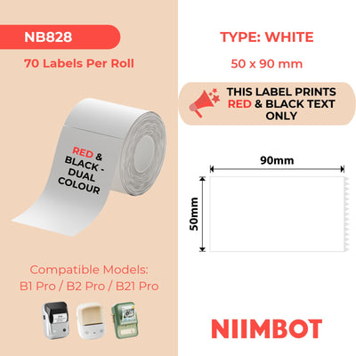 NIIMBOT -Gamme B Pro-50x90 mm-Bicolore-Texte rouge et noir-70 étiquettes