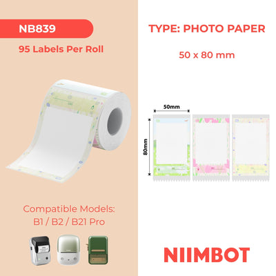 NIIMBOT - Gamma B Pro - 50x80mm - Carta fotografica in scala di grigi - Giardino - 95 etichette