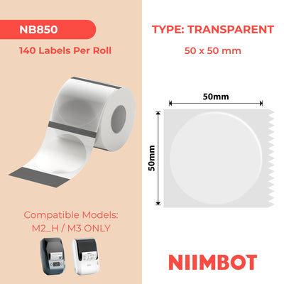 NIIMBOT-M Gamme-50x50mm-Rondes transparentes-140 étiquettes