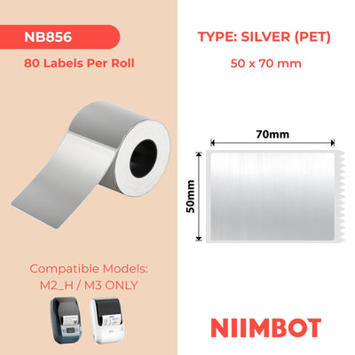 NIIMBOT - M Gamma - 50x70mm - Argento spazzolato - 80 etichette