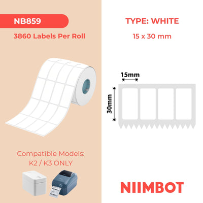 NIIMBOT - K Range - 15x30mm/4L - White - 3860 Labels