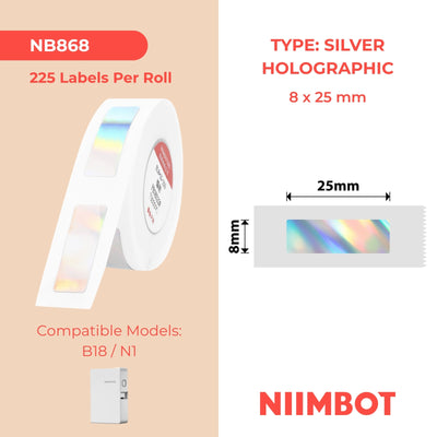 NIIMBOT - N1 - 8x25mm - Olografico laser argento - 225 etichette