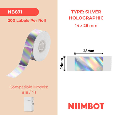 NIIMBOT - N1 - 14x28mm - Silver Round Laser - 200 Labels