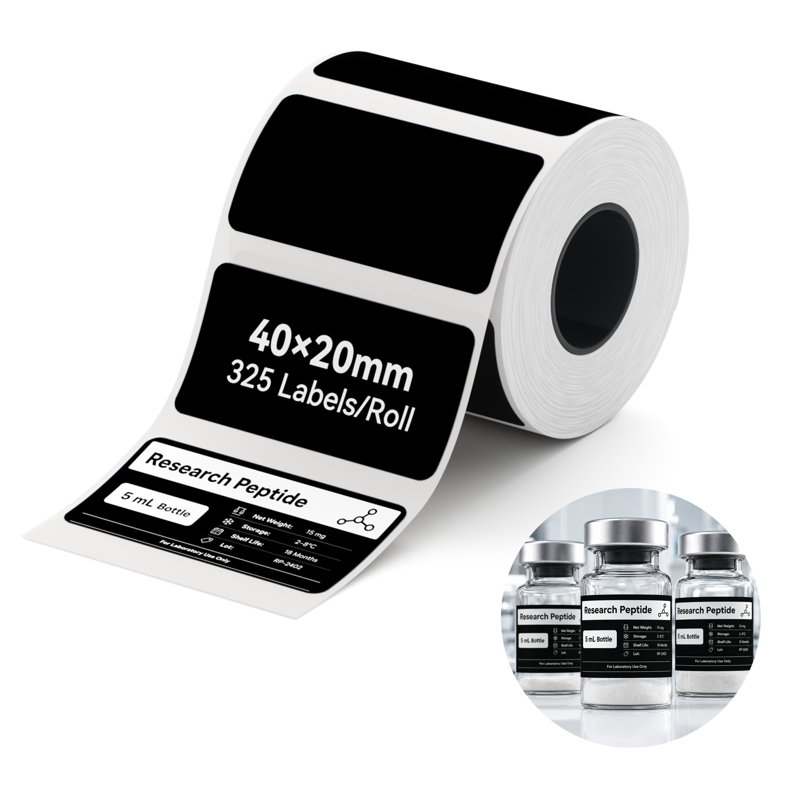 NB885 - Niimbot - M2 / M3 - 40x20mm - 325 Matte Black Labels