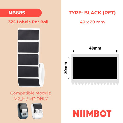 NIIMBOT-M Gamme-40 x 20 mm-Noir mat-325 étiquettes