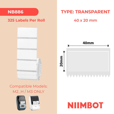 NIIMBOT-M Gamme-40 x 20 mm-Transparent-325 étiquettes