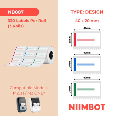 NIIMBOT-M Gamme-Lot multicolore-3 rouleaux