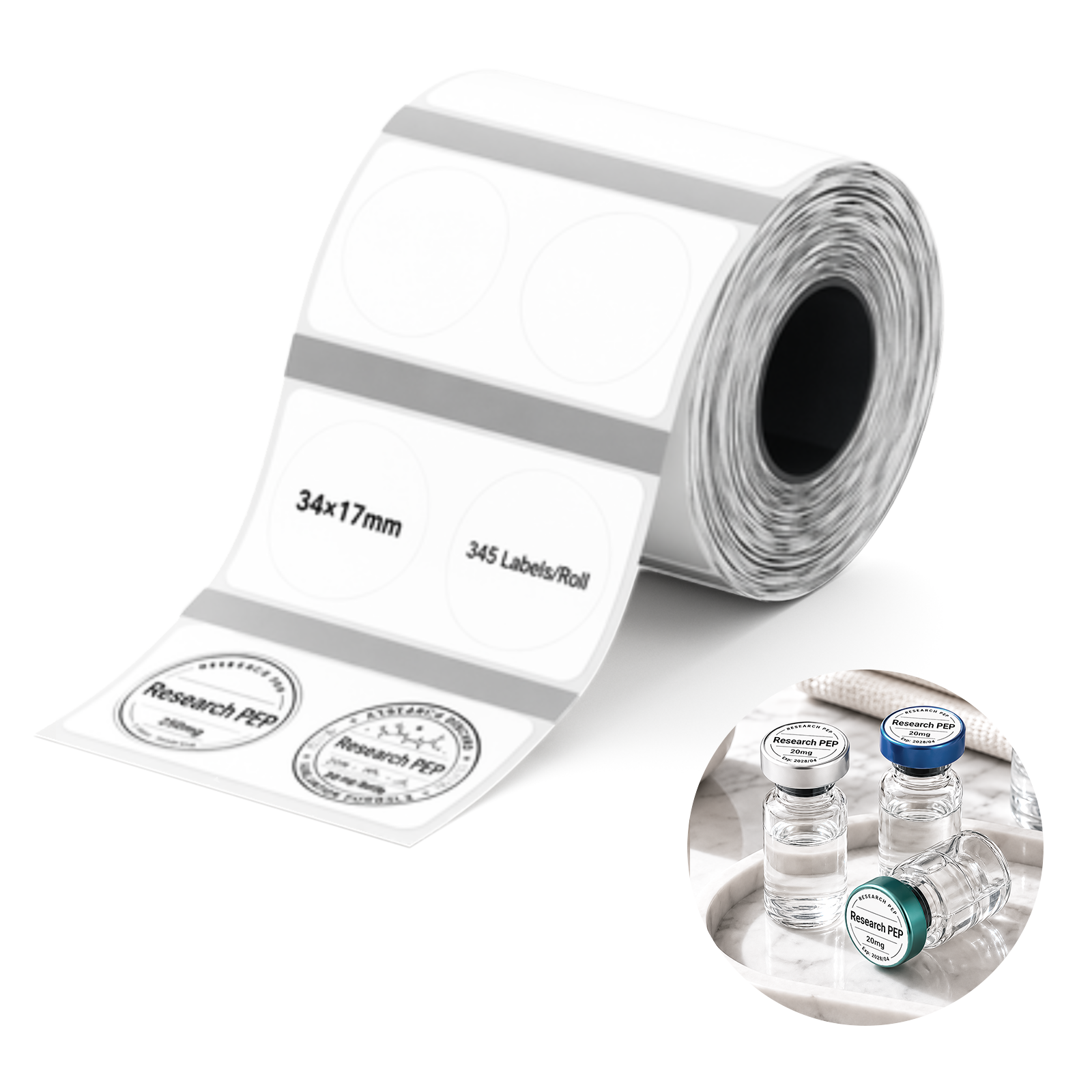 NB889 - Niimbot - M2 / M3 - 34x17mm - 345 White Circle Labels