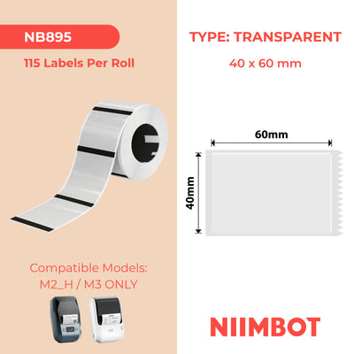 NIIMBOT-M Gamme-40 x 60 mm-Transparent-115 étiquettes