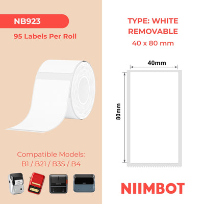 NIIMBOT - Gamma B - 40x80mm - Bianco rimovibile - 95 etichette