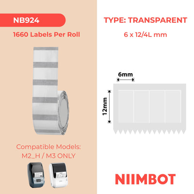 NIIMBOT-M Plage de mesure-6x12mm/4L-Transparent-1 660 étiquettes-CN