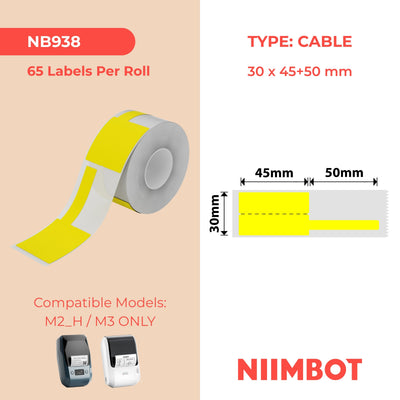 NIIMBOT -M Gamme-30 x 45 + 50 mm-Câble jaune-65 étiquettes