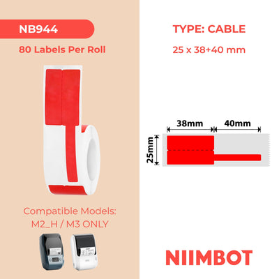 NIIMBOT -M Gamme-25 x 38 + 40 mm-Câble rouge-80 étiquettes