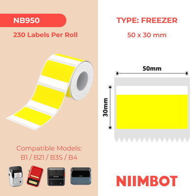 NIIMBOT-Gamme B-50 x 30 mm-Jaune givré / Blanc-230 étiquettes