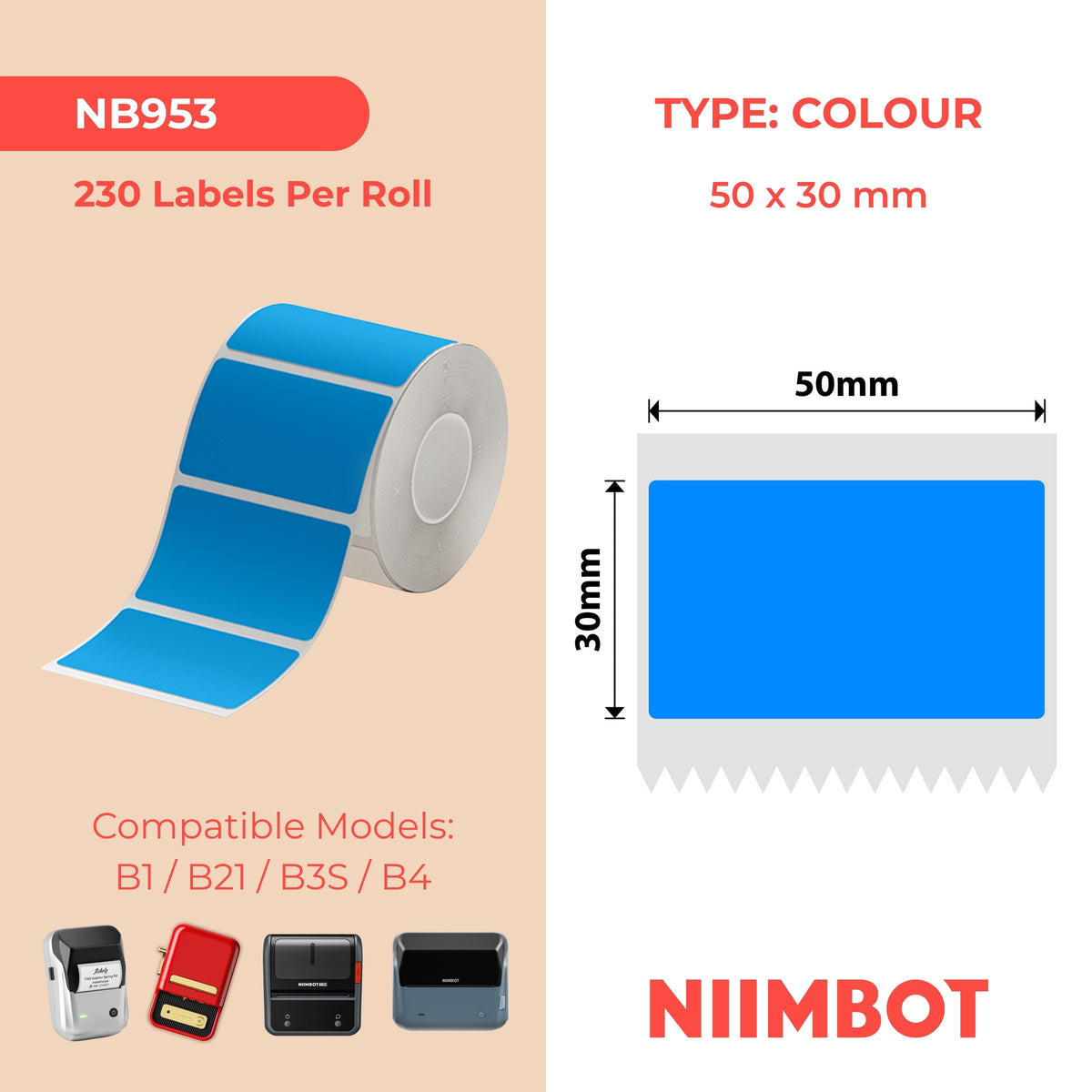NIIMBOT - Gamma B - 50x30mm - Blu Dodger - 230 etichette