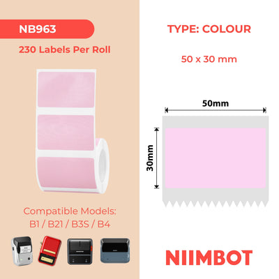 NIIMBOT-Gamme B-50 x 30 mm-Rose clair-230 étiquettes
