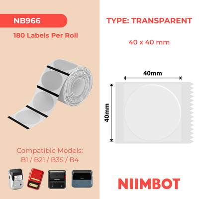 NIIMBOT-Gamme B-40x40mm-Transparent-180 étiquettes