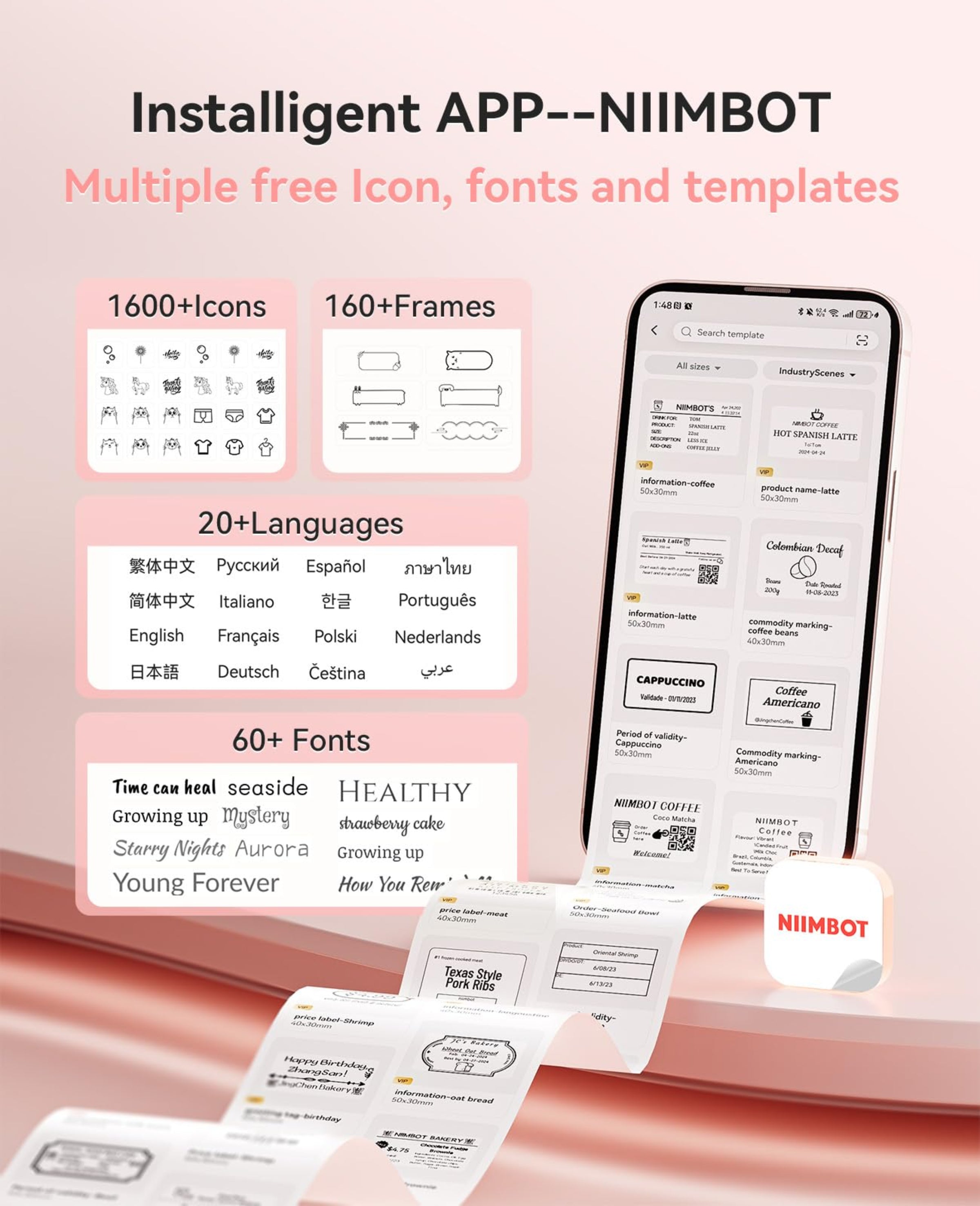 NB607 - NIIMBOT - B21_PRO - 300DPI - PORTABLE THERMAL LABEL BLUETOOTH PRINTER INCL FREE LABEL ROLL (50X30MM)