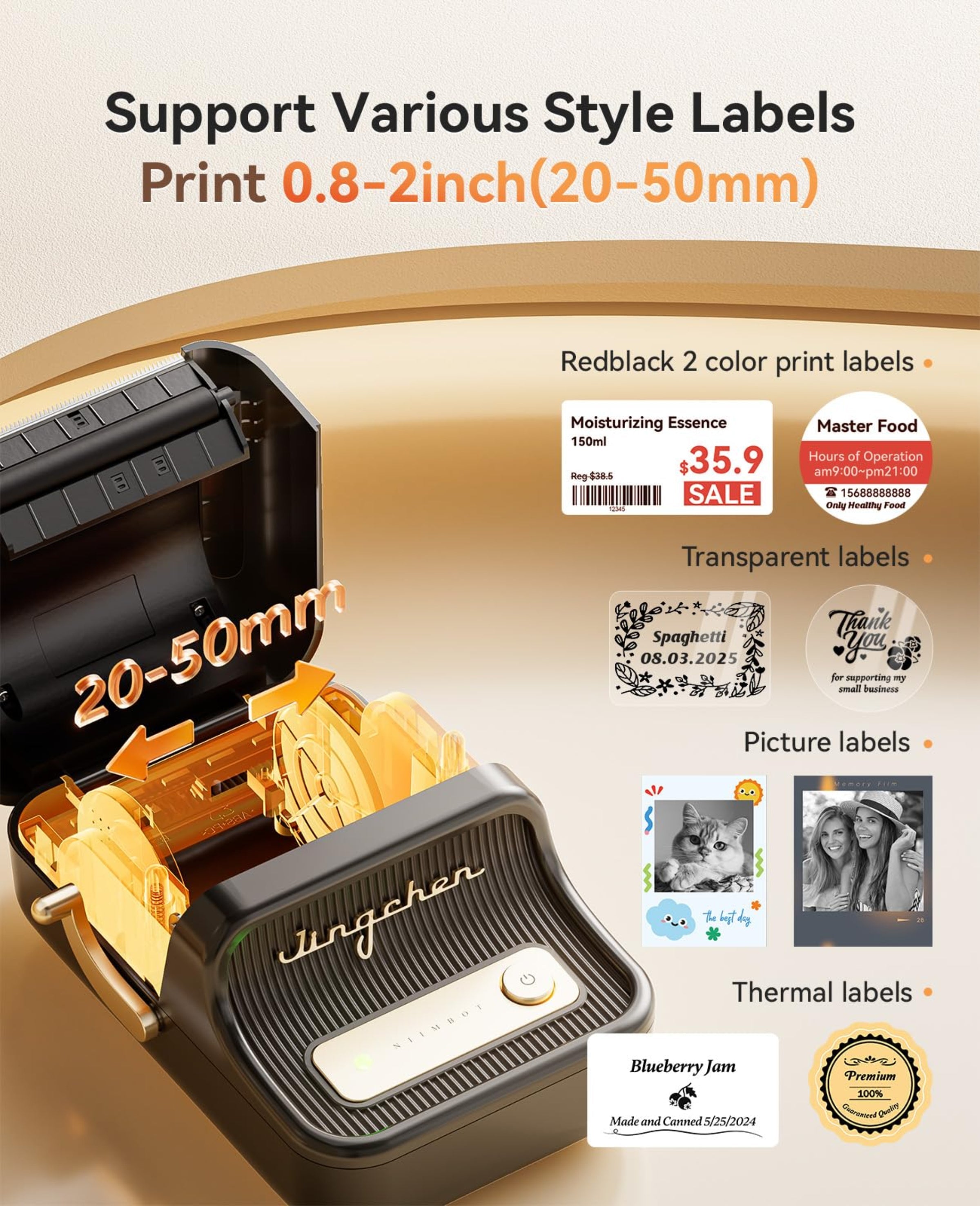 NB607 - NIIMBOT - B21_PRO - 300DPI - PORTABLE THERMAL LABEL BLUETOOTH PRINTER INCL FREE LABEL ROLL (50X30MM)