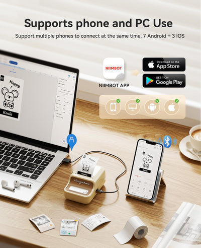 NB607 - NIIMBOT - B21_PRO - 300DPI - PORTABLE THERMAL LABEL BLUETOOTH PRINTER INCL FREE LABEL ROLL (50X30MM)