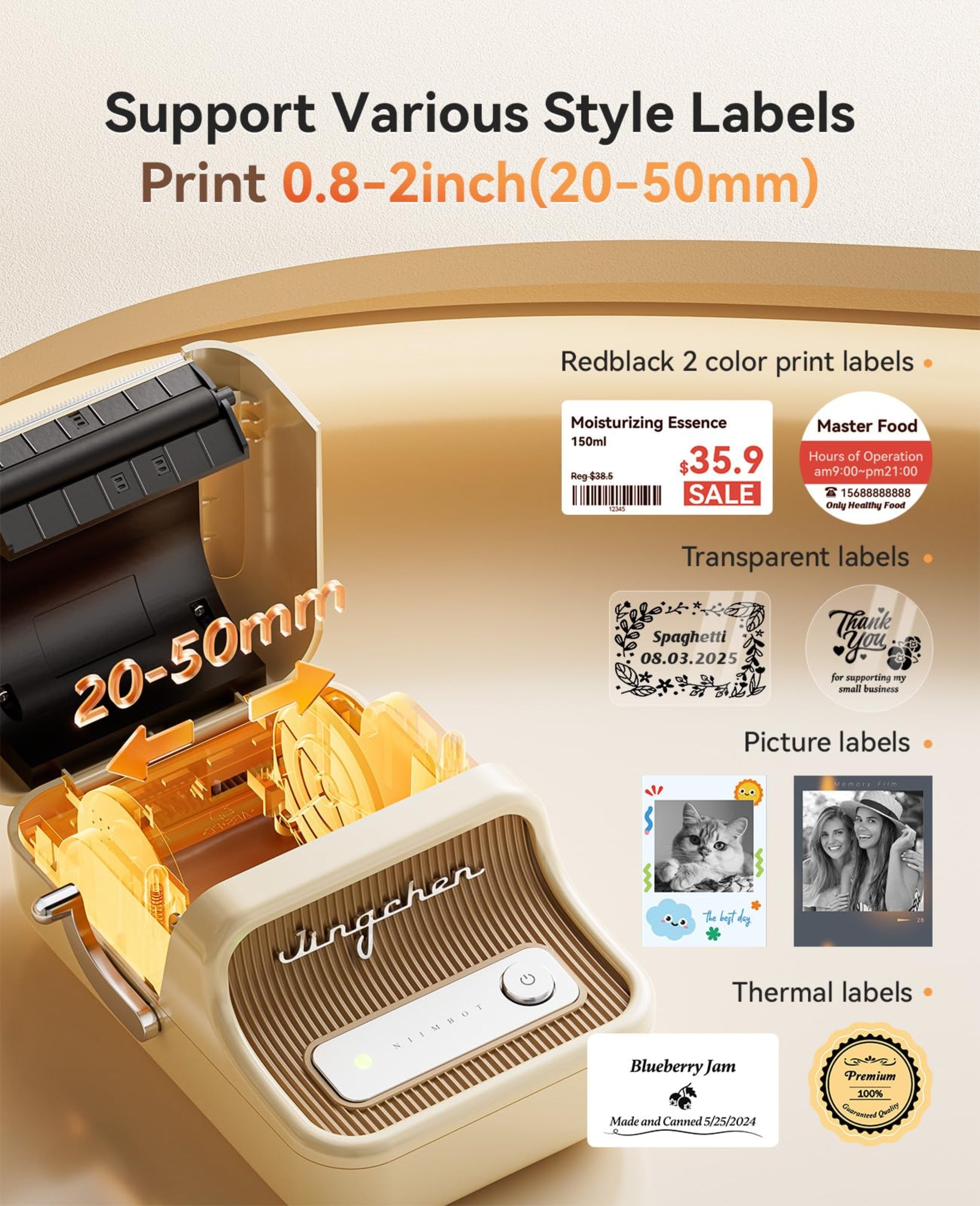 NB607 - NIIMBOT - B21_PRO - 300DPI - PORTABLE THERMAL LABEL BLUETOOTH PRINTER INCL FREE LABEL ROLL (50X30MM)