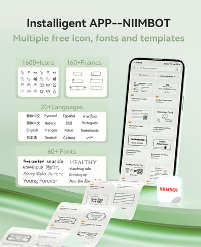 NB607 - NIIMBOT - B21_PRO - 300DPI - PORTABLE THERMAL LABEL BLUETOOTH PRINTER INCL FREE LABEL ROLL (50X30MM)