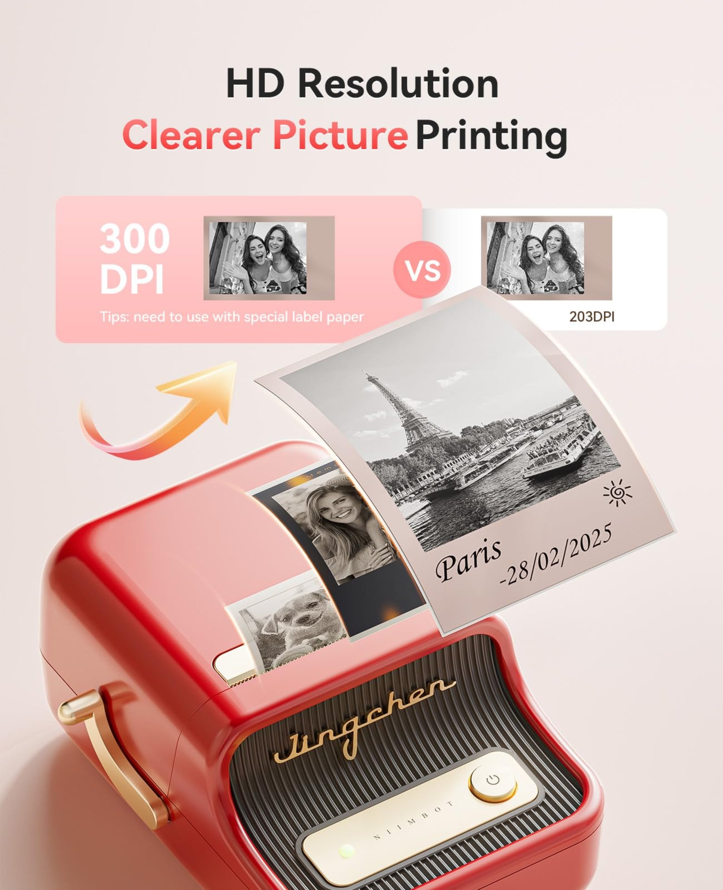 NB607 - NIIMBOT - B21_PRO - 300DPI - PORTABLE THERMAL LABEL BLUETOOTH PRINTER INCL FREE LABEL ROLL (50X30MM)