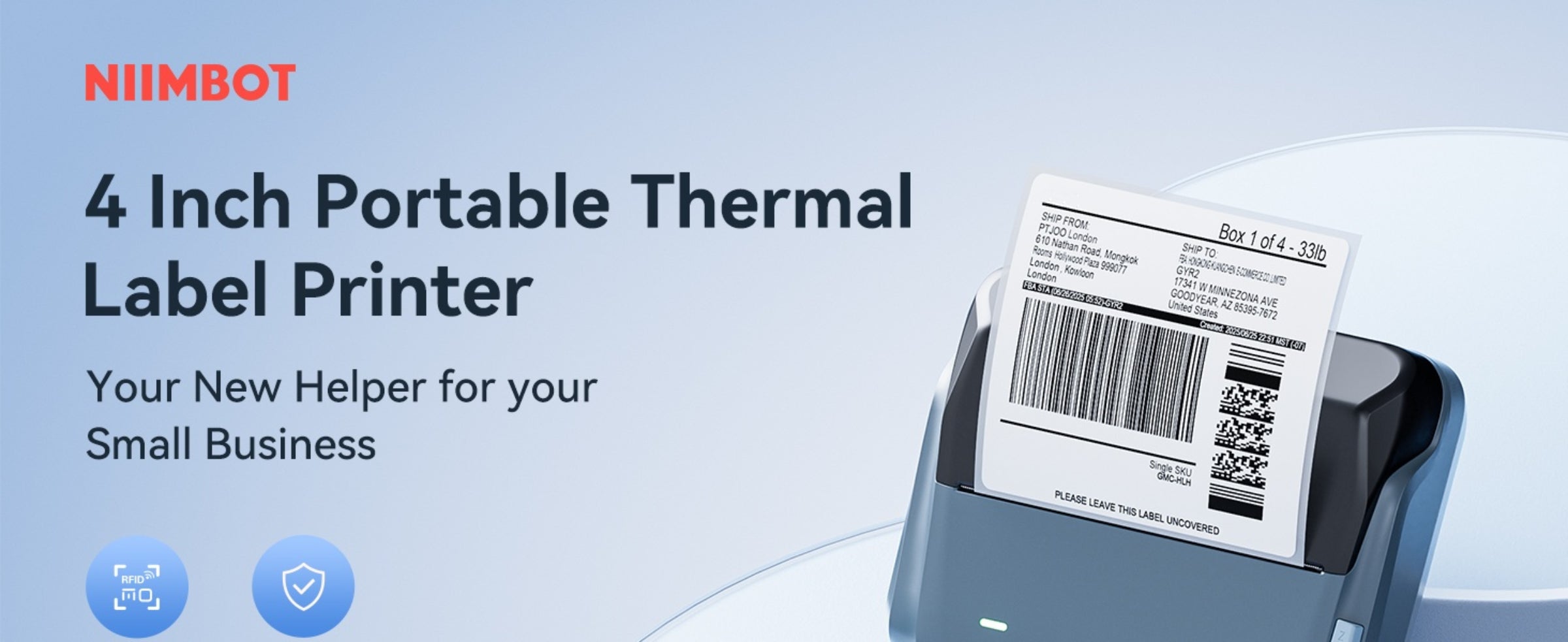 NB609 - NIIMBOT - B4 - BLUETOOTH PORTABLE SHIPPING THERMAL LABEL PRINTER WITH FREE ROLL