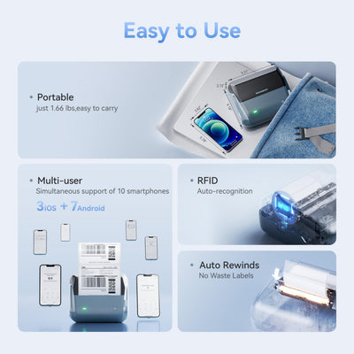 NB609 - NIIMBOT - B4 - BLUETOOTH PORTABLE SHIPPING THERMAL LABEL PRINTER WITH FREE ROLL