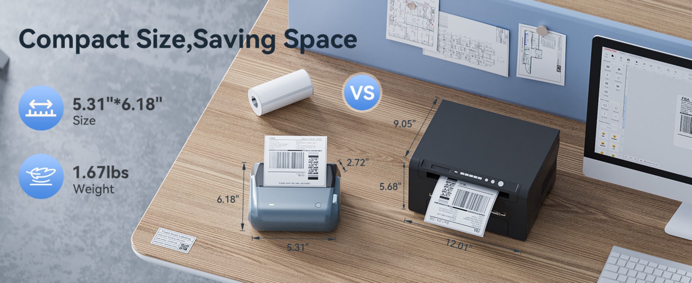 NB609 - NIIMBOT - B4 - BLUETOOTH PORTABLE SHIPPING THERMAL LABEL PRINTER WITH FREE ROLL
