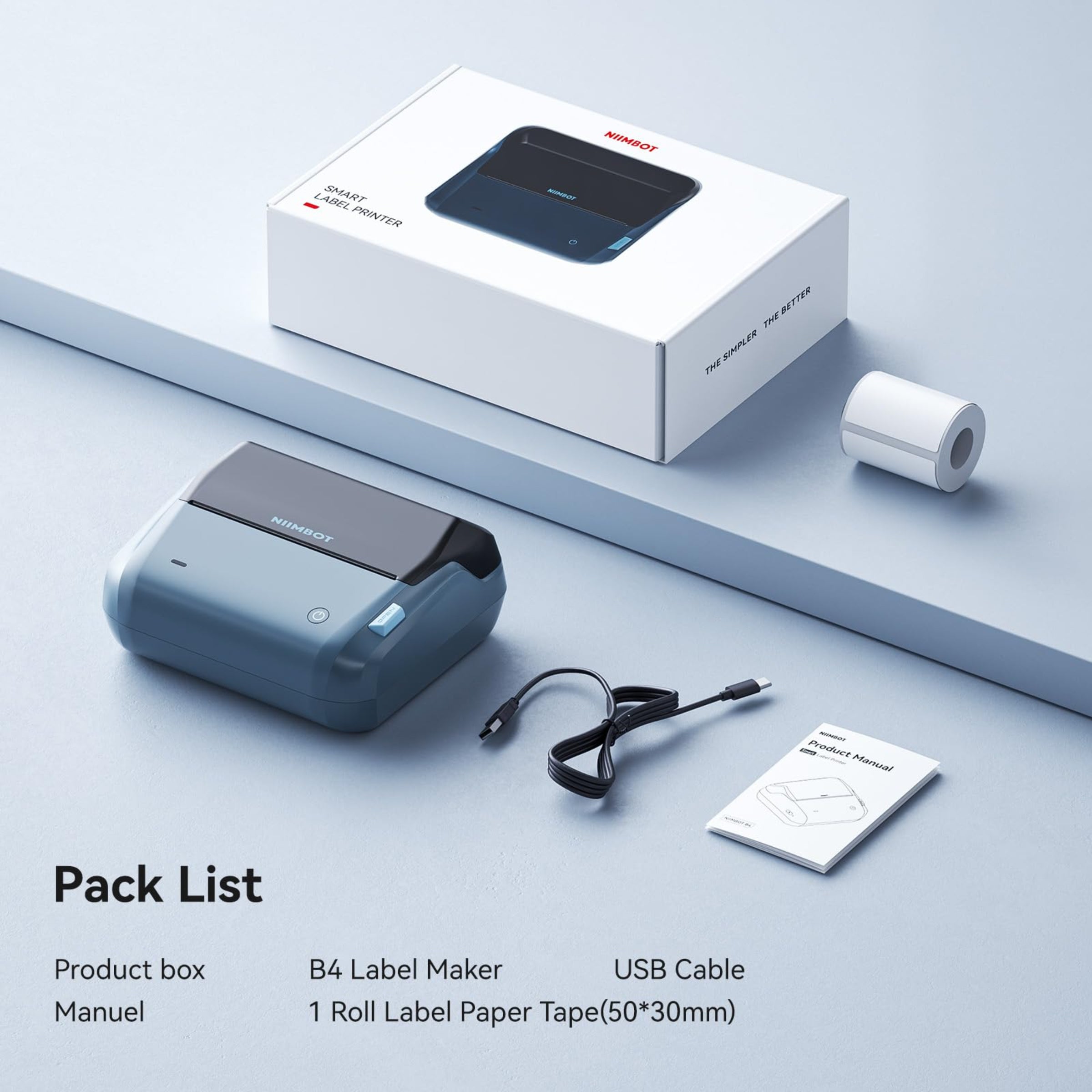 NB609 - NIIMBOT - B4 - BLUETOOTH SHIPPING THERMAL LABEL PRINTER INCL FREE LABEL ROLL