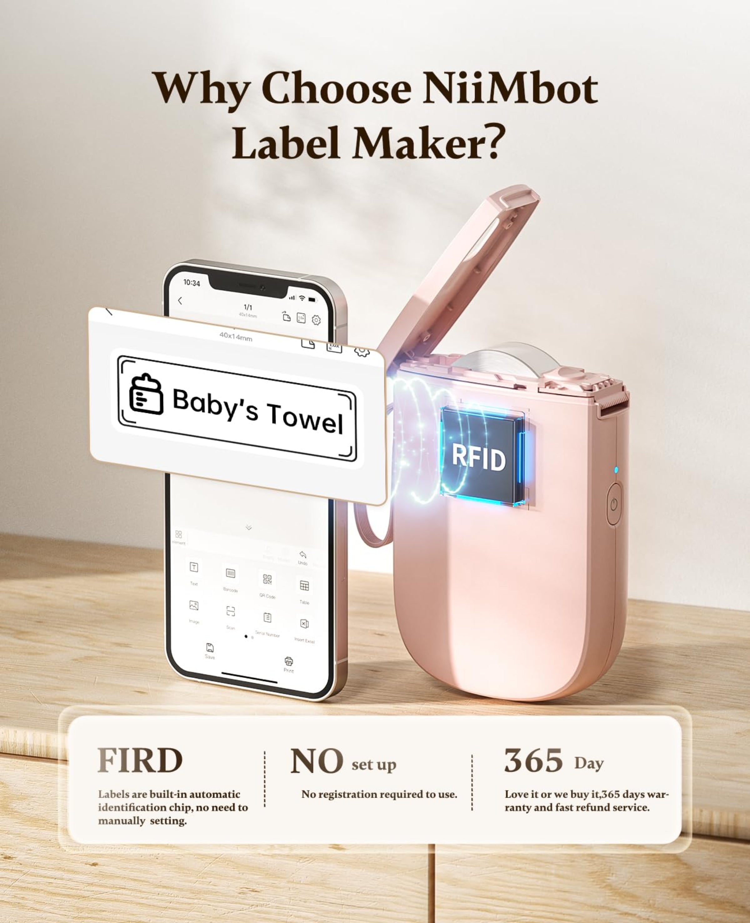NB525 - NIIMBOT - D11_H - 300DPI - PORTABLE BLUETOOTH LABEL PRINTER INC FREE LABEL ROLL