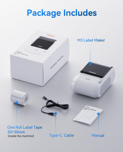 NB610 - NIIMBOT - M3 - PORTABLE BLUETOOTH THERMAL TRANSFER LABEL PRINTER - INCL FREE LABEL ROLL