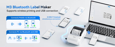 NB610 - NIIMBOT - M3 - PORTABLE BLUETOOTH THERMAL TRANSFER LABEL PRINTER - INCL FREE LABEL ROLL