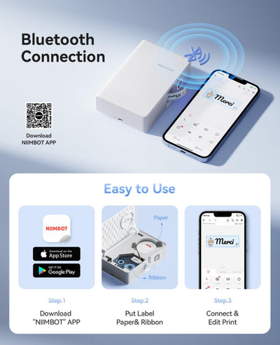 NB623 - NIIMBOT - N1 - BLUETOOTH THERMAL TRANSFER LABEL PRINTER INCL FREE WHITE LABEL & BLACK CARTRIDGE (14X50MM)