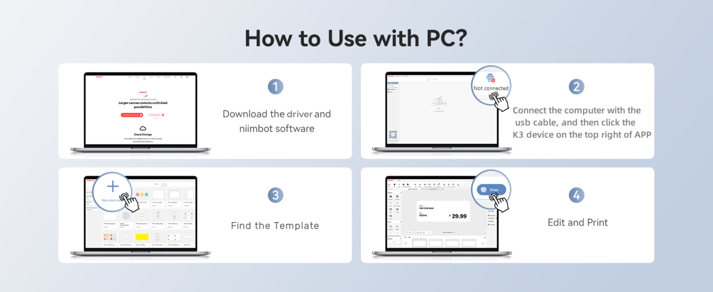 NIIMBOT - K3_W - IMPRIMANTE D'ÉTIQUETTES THERMIQUE PROFESSIONNELLE BLUETOOTH ET WIFI - INCLUT UN ROULEAU D'ÉTIQUETTES 50*30MM DE 900 ÉTIQUETTES