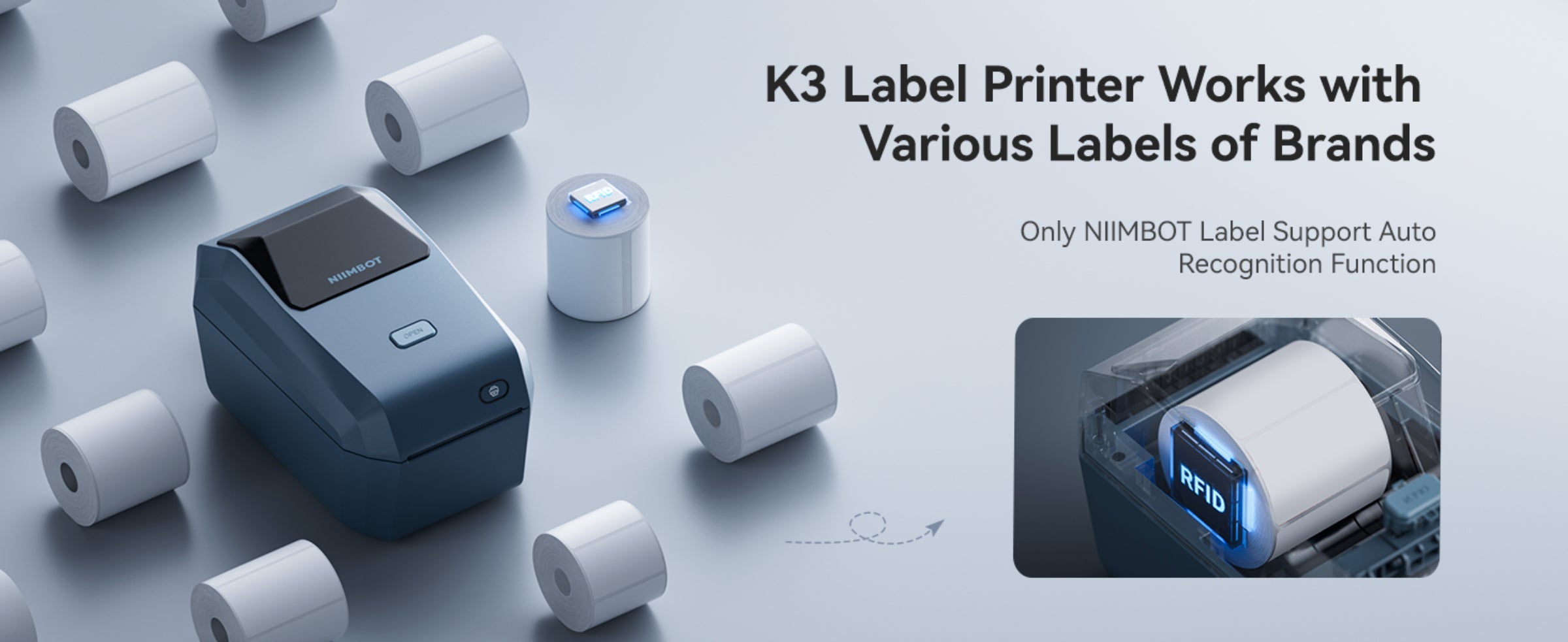 NB605 - NIIMBOT - K3 - THERMAL BUSINESS BLUETOOTH LABEL PRINTER - INCL 50X30MM LABEL ROLL WITH 900 LABELS