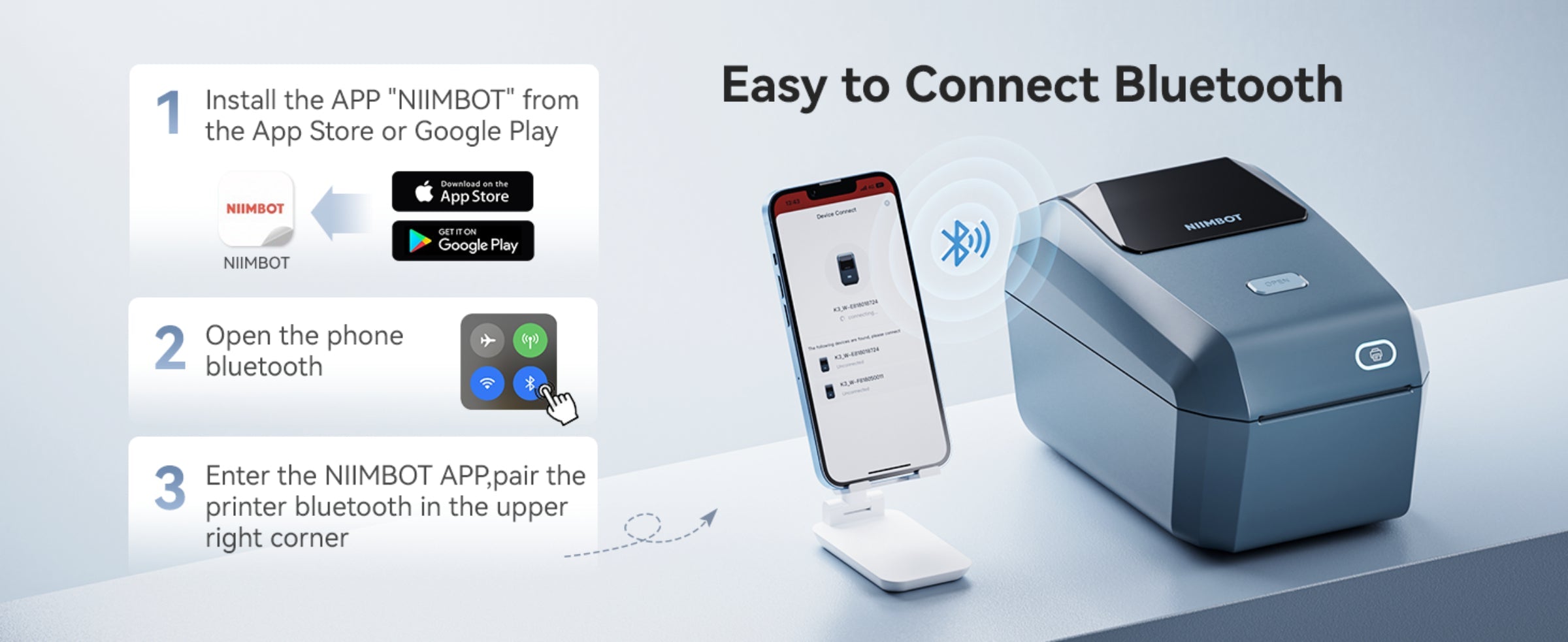 NIIMBOT - K3_W - IMPRIMANTE D'ÉTIQUETTES THERMIQUE PROFESSIONNELLE BLUETOOTH ET WIFI - INCLUT UN ROULEAU D'ÉTIQUETTES 50*30MM DE 900 ÉTIQUETTES