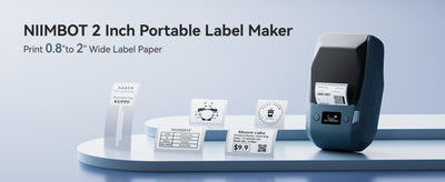 NB589 - NIIMBOT - M2_H - 300DPI THERMAL TRANSFER BLUETOOTH LABEL PRINTER - INCL BLACK RIBBON CARTRIDGE & WHITE 50X30MM LABEL - WHITE
