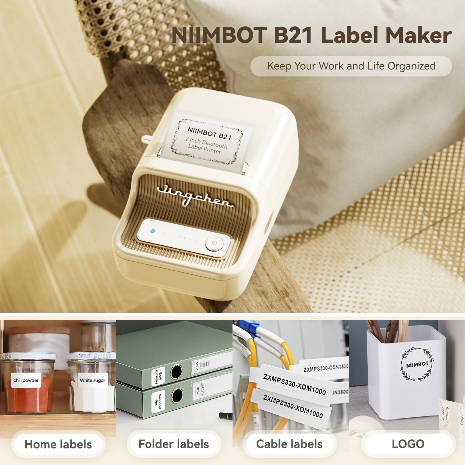 NB109 - NIIMBOT - B21S - PORTABLE THERMAL LABEL BLUETOOTH PRINTER INCL FREE LABEL (50X30MM)